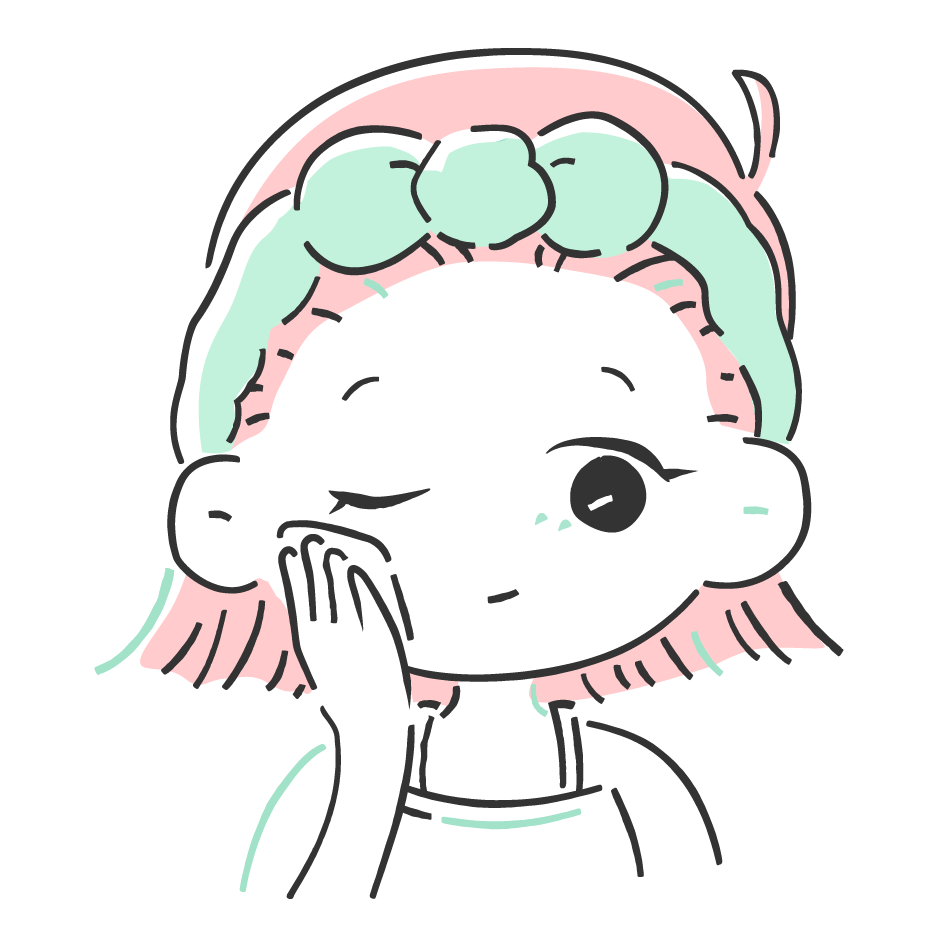 こすらないよう、下から上へお肌を優しくなでるようにやさしくふき取ります。