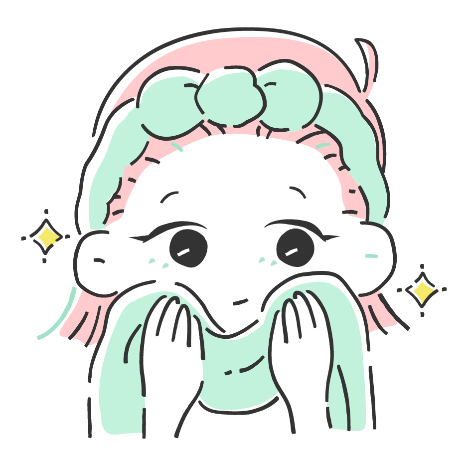 清潔なタオルで、肌を軽くおさえるようにふき取ります。