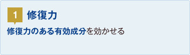 1.修復力：修復力のある有効成分を効かせる