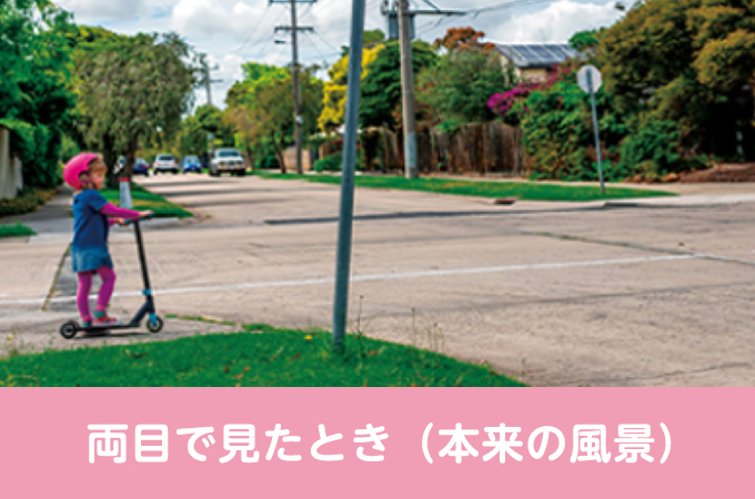 両目で見たとき（本来の風景）