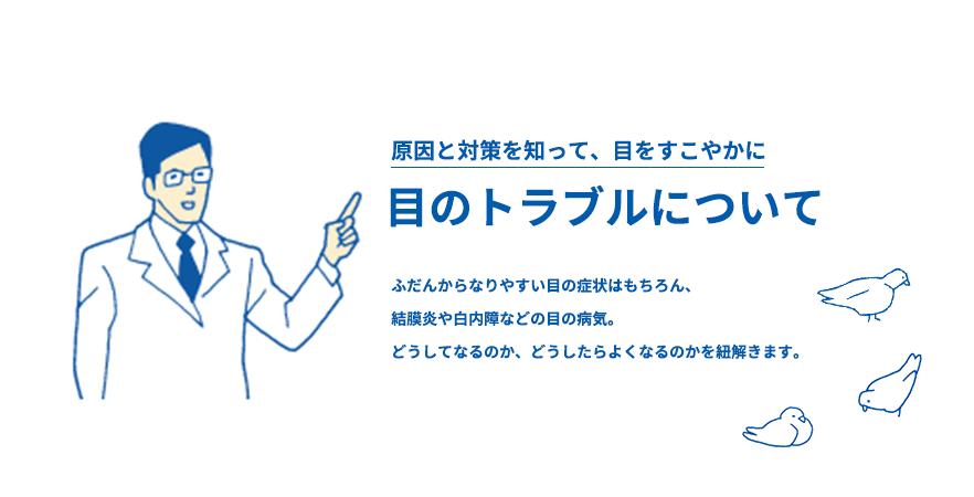 原因と対策を知って、目をすこやかに 目のトラブルについて