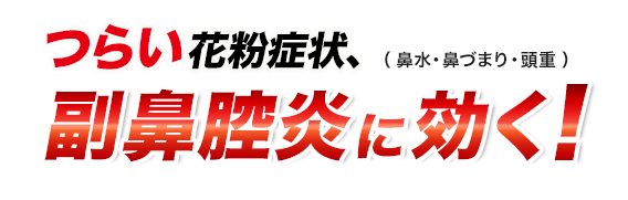 つらい花粉症状、副鼻腔炎（鼻水・鼻づまり・頭重）に効く！