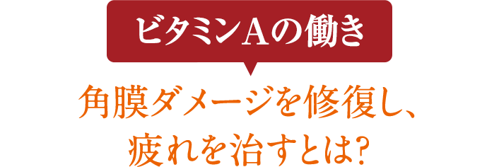 ビタミンAの働き 角膜ダメージを修復し、疲れを治すとは？