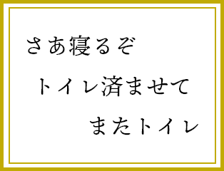 さあ寝るぞ  トイレ済ませて  またトイレ