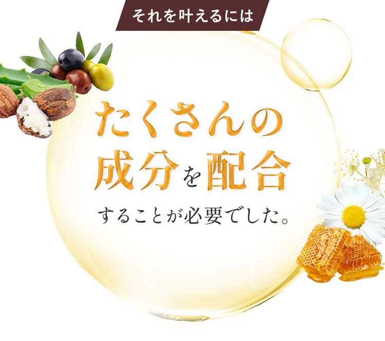 それを叶えるにはたくさんの成分を配合することが必要でした。