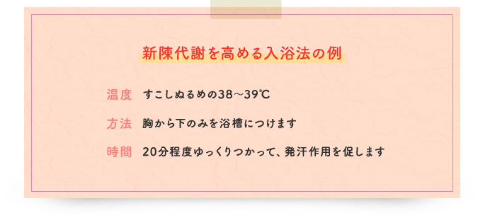新陳代謝を高める入浴法の例