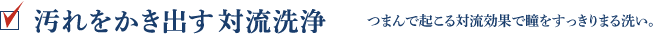 汚れをかき出す対流洗浄 つまんで起こる対流効果で瞳をすっきりまる洗い。